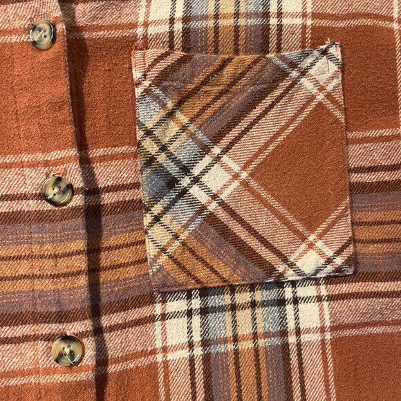 Dizzy Lizzy Flannel Tunic Shirt Dress Size Medium Autumnal Plaid Boho Hay Ride - Picture 8 of 12